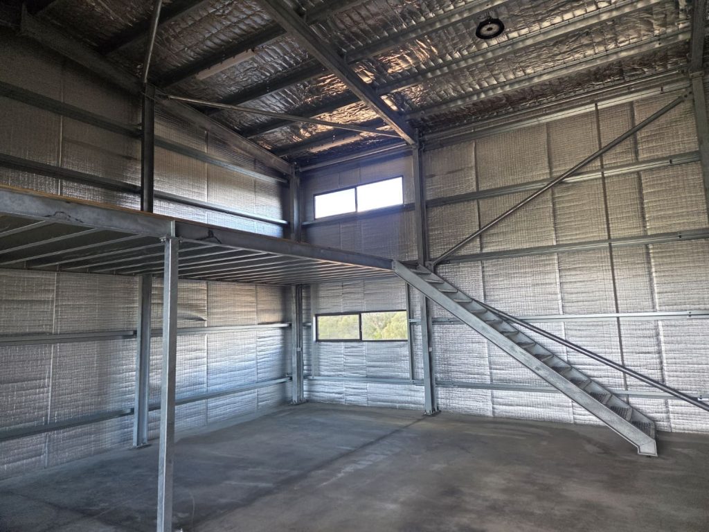 workshop shed interior mezzanine insulated wa 1