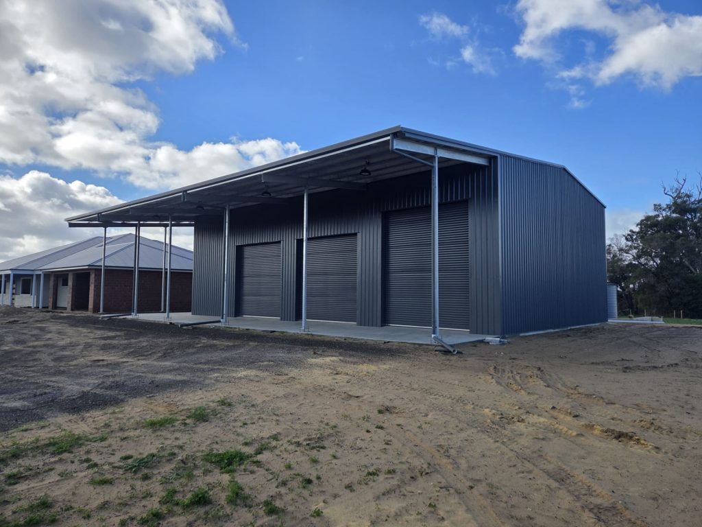 workshop shed roller doors lean to south west wa 2